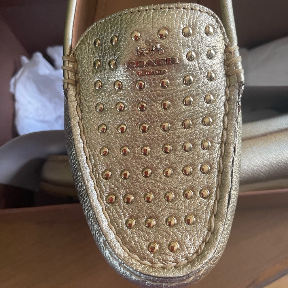 Coach Gold Studded Loafers